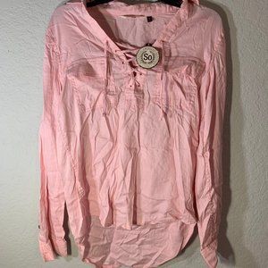 So brand light pink long sleeve blouse